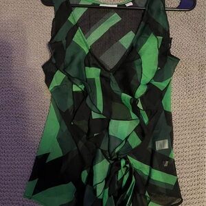 New York & Company Green and Black Blouse